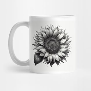 Sunflower sketch black and white Mug